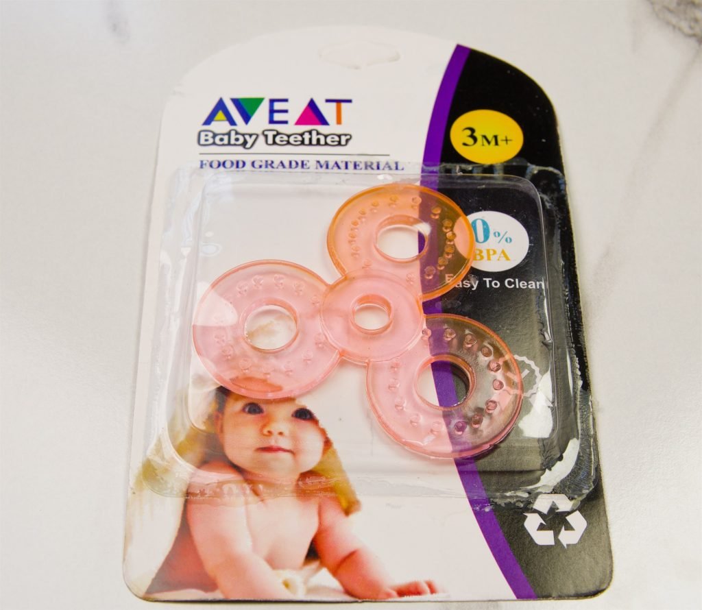 Aveat Water-Free Baby Teether — Triple Ring (Pink)
