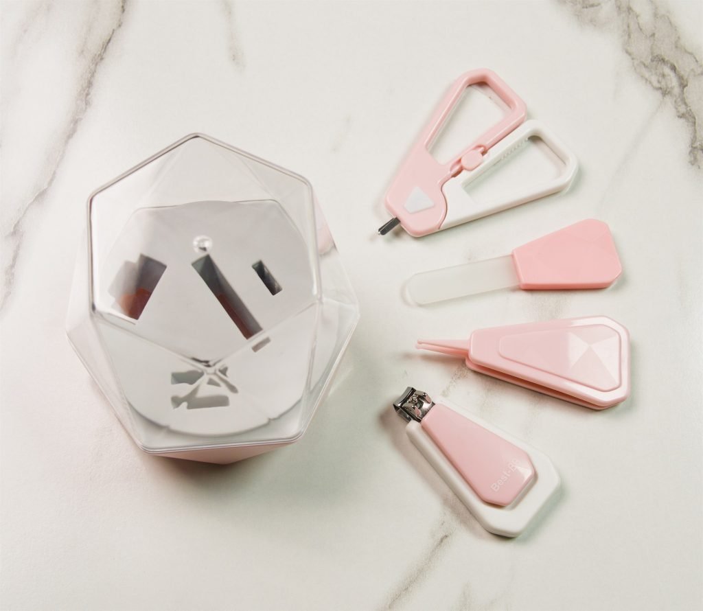 Baby Nail Care Set in Diamond Case — 4 Pieces — Pink