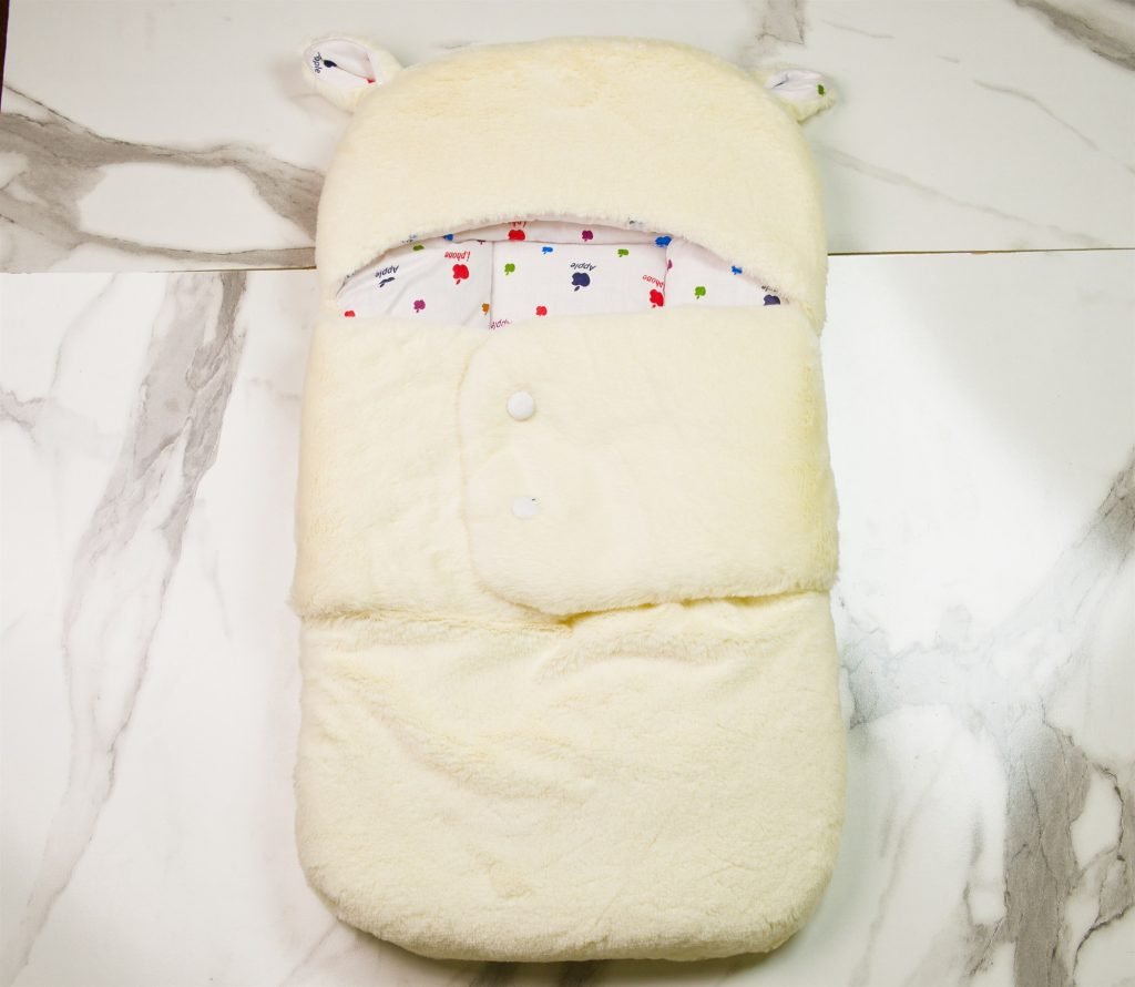 Plush Newborn Sleeping Bag with Ears — Cream