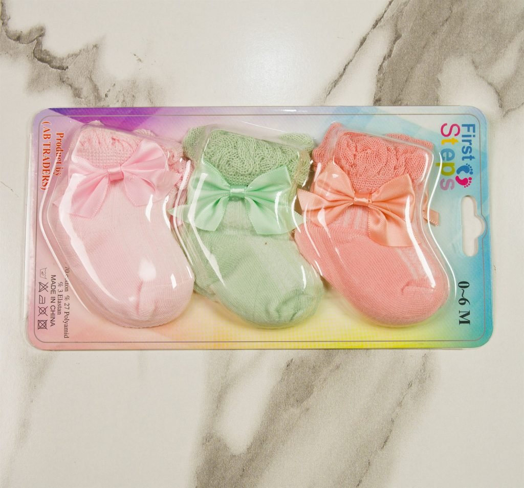 First Steps Baby Socks — Pack of 3 — Pastel Bows
