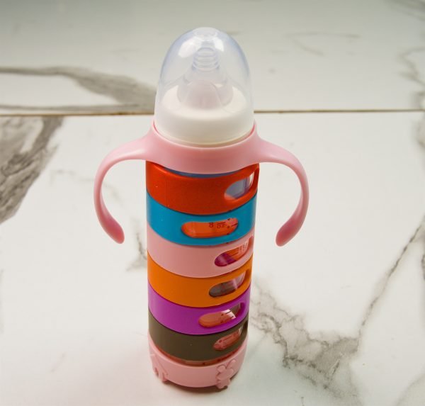 First Steps Rainbow Glass Bottle with Handles — 240 ml