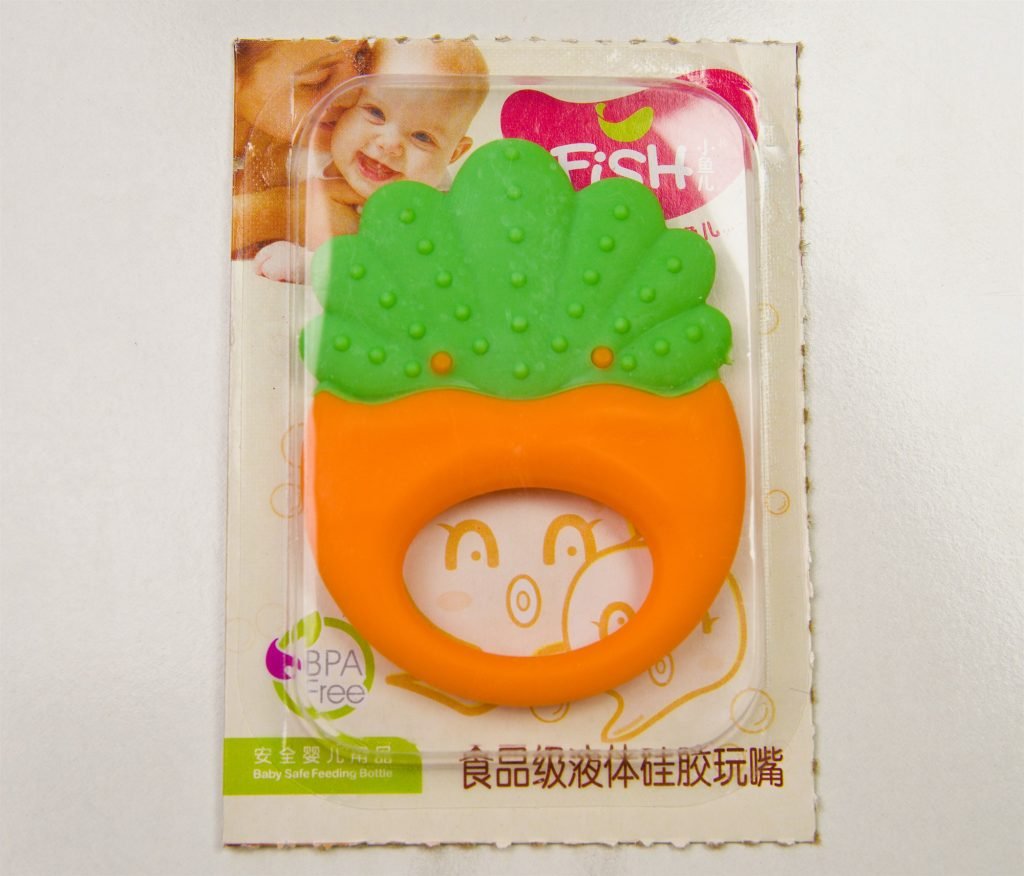Fruit-Top Silicone Teether Ring — Green & Orange