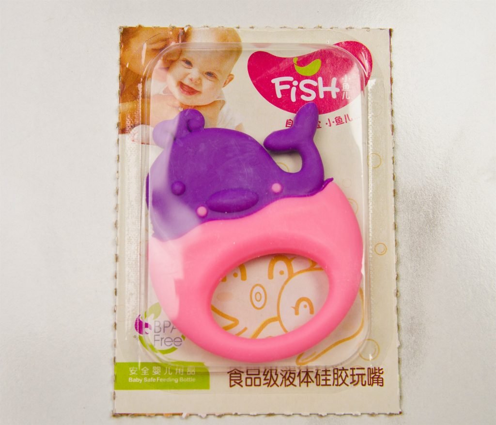 Fruit-Top Silicone Teether Ring — Purple & Pink