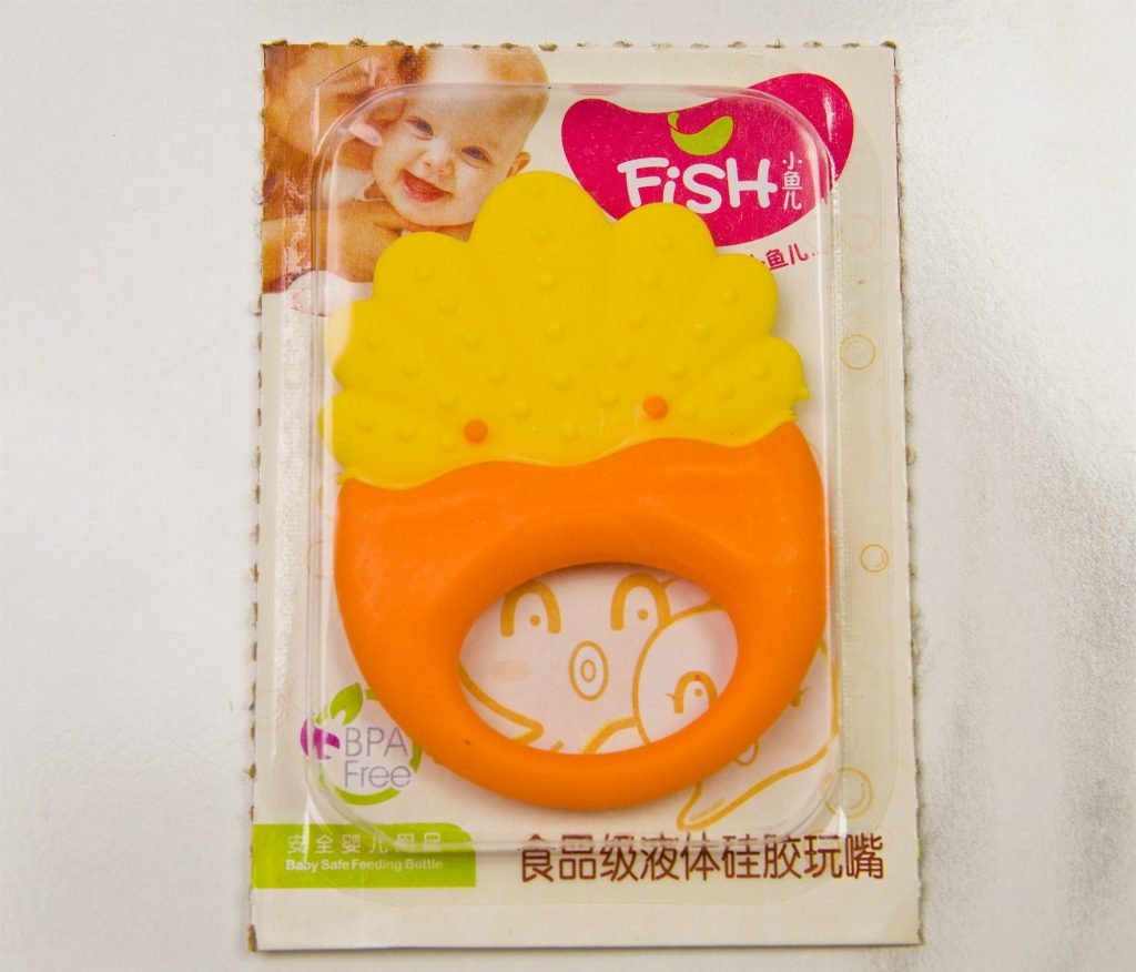 Fruit-Top Silicone Teether Ring — Yellow & Orange