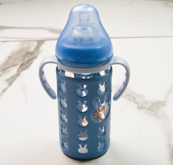 Minitree Glass Wide-Neck Bottle with Handles — 300 ml — Blue