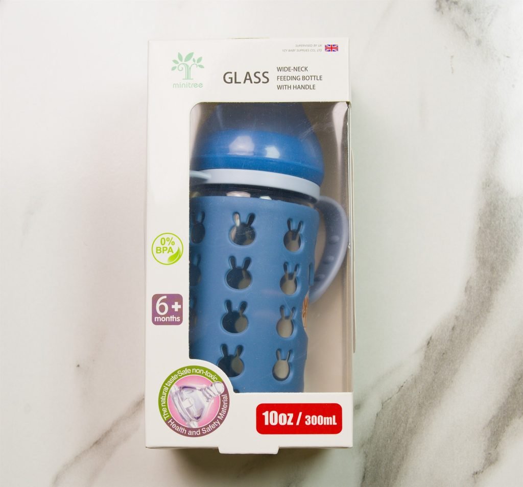 Minitree Glass Wide-Neck Bottle with Handles — 300 ml — Blue