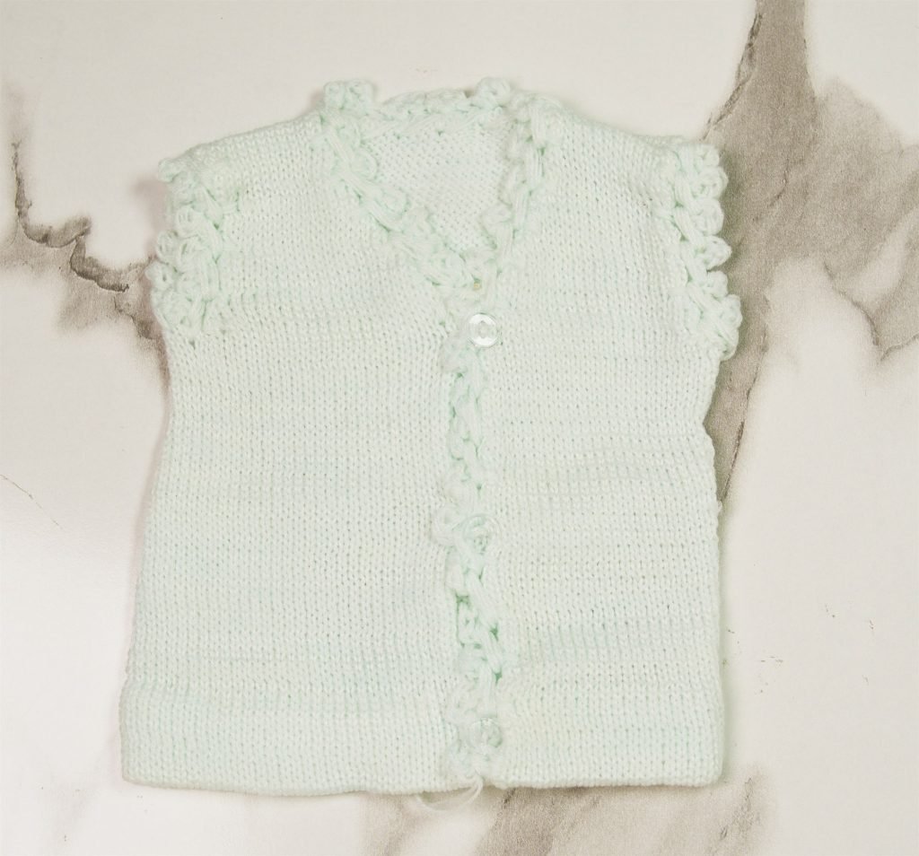 Hand-Knitted Baby Vest — Mint