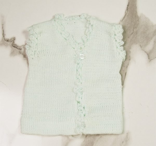 Hand-Knitted Baby Vest — Mint