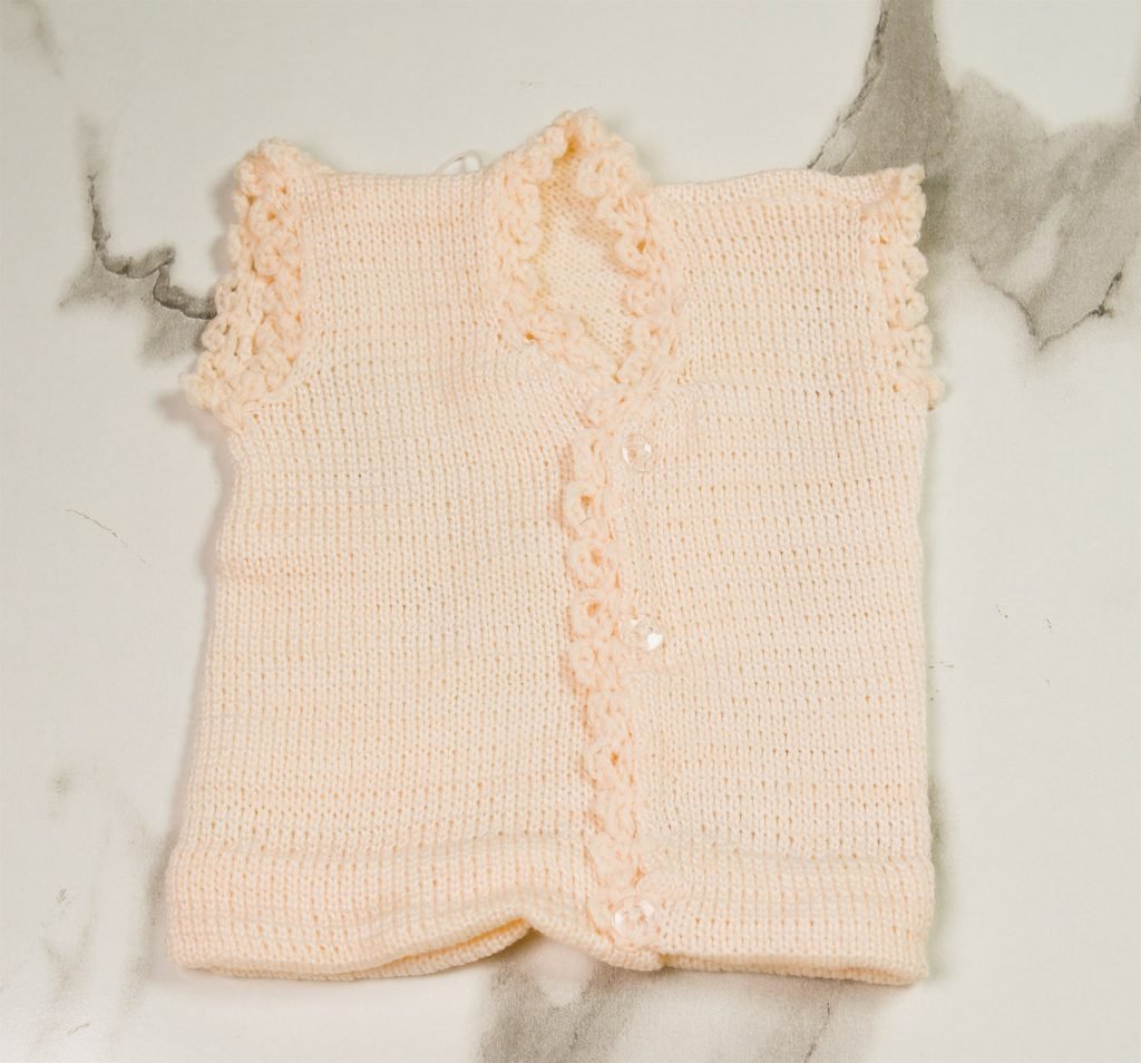 Hand-Knitted Baby Vest — Peach