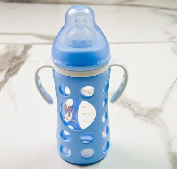 Minitree Medical-Grade Glass Bottle with Handles — 260 ml — Blue