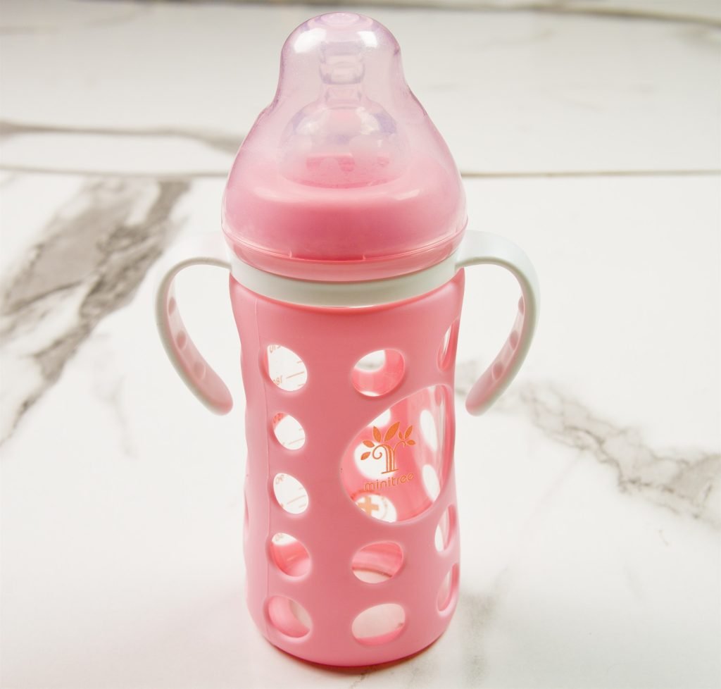 Minitree Medical-Grade Glass Bottle with Handles — 260 ml — Pink