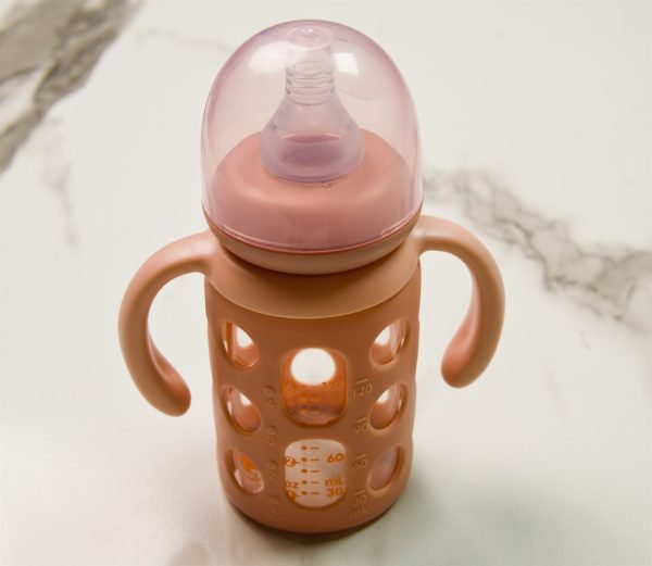 Minitree Glass Bottle with Handles — 120 ml — Dusty Pink