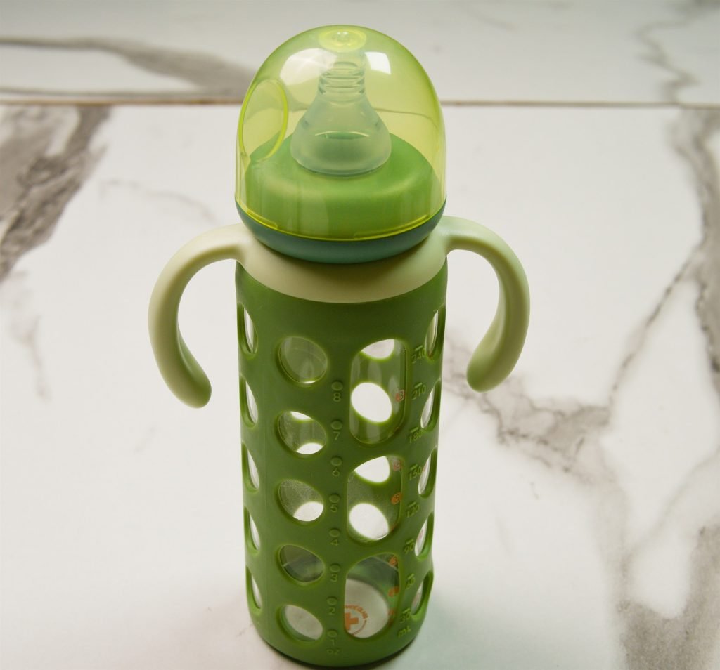Minitree Glass Bottle with Handles — 240 ml — Olive Green