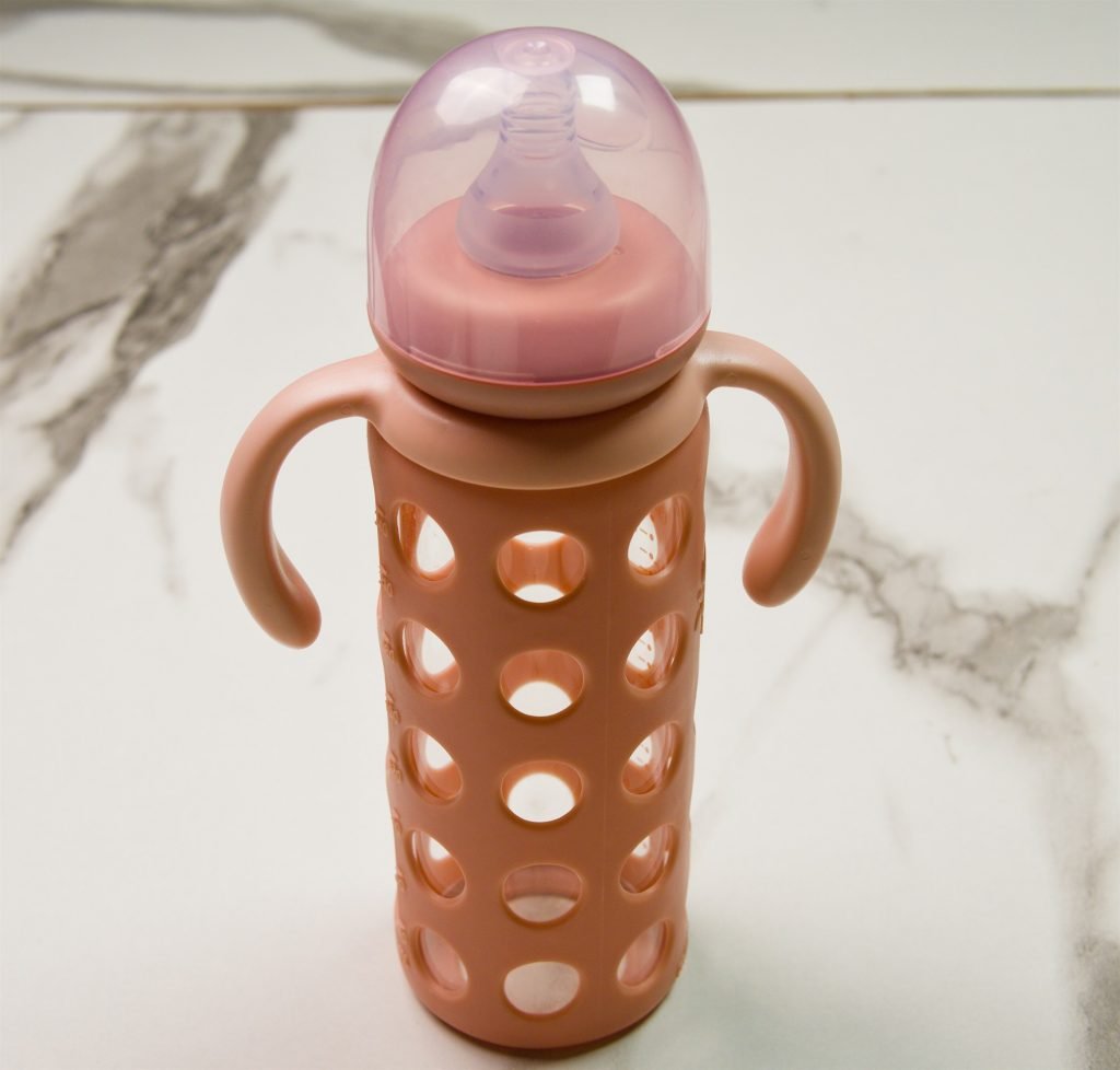 Minitree Glass Bottle with Handles — 240 ml — Dusty Pink