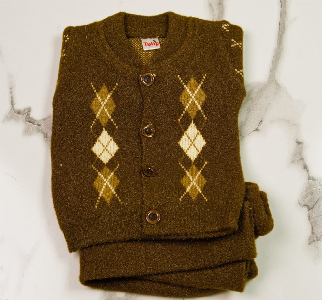Newborn Argyle Knit Suit — Brown