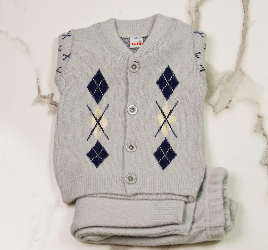 Newborn Argyle Knit Suit — Grey