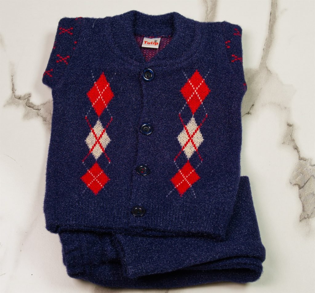 Newborn Argyle Knit Suit — Navy