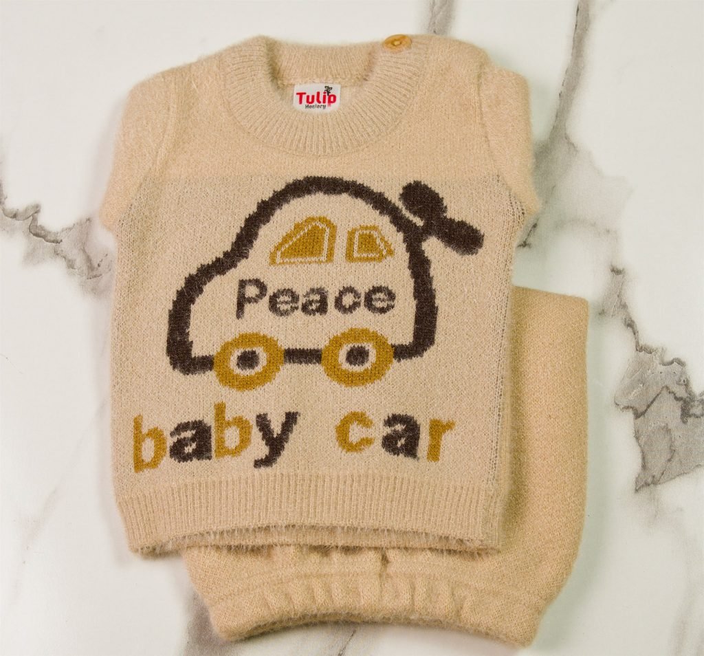 Newborn "Baby Car" Knit Suit — Beige