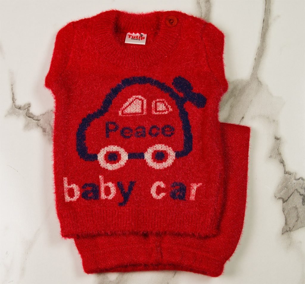 Newborn "Baby Car" Knit Suit — Red
