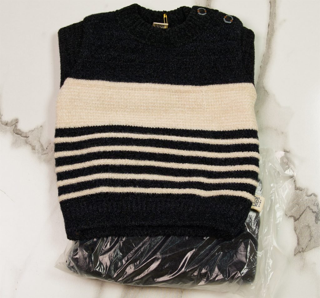Newborn Block-Stripe Knit Suit — Black