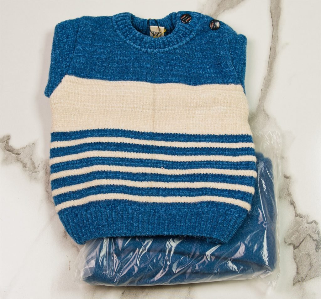 Newborn Block-Stripe Knit Suit — Blue
