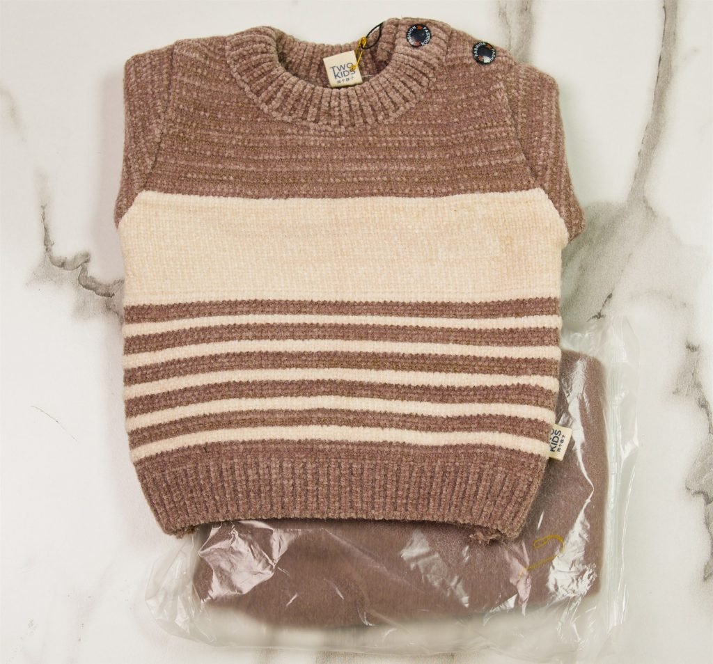 Newborn Block-Stripe Knit Suit — Brown