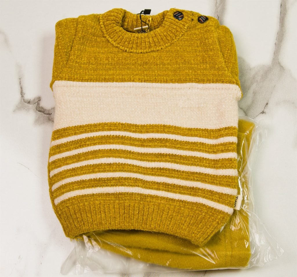 Newborn Block-Stripe Knit Suit — Mustard