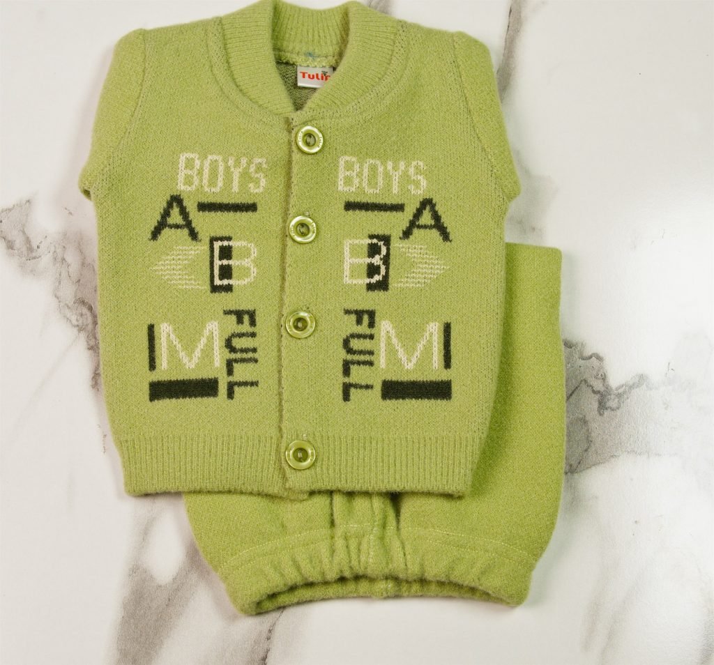 Newborn "BOYS" Knit Waistcoat Suit — Green