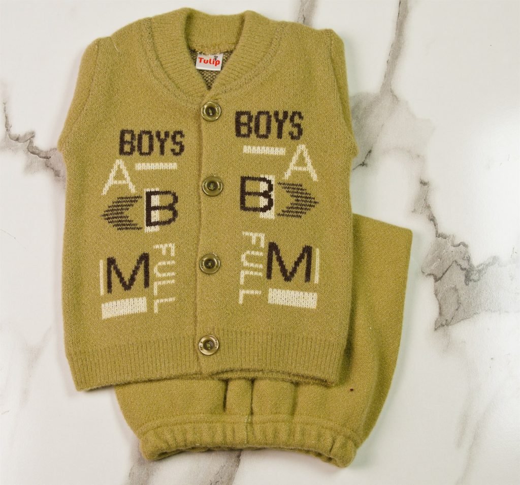 Newborn "BOYS" Knit Waistcoat Suit — Olive