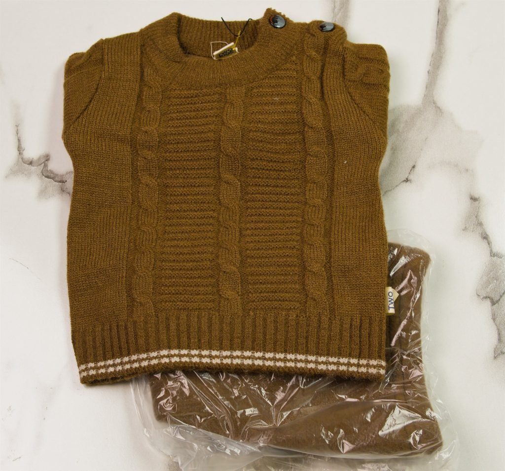 Newborn Cable Knit Suit — Brown