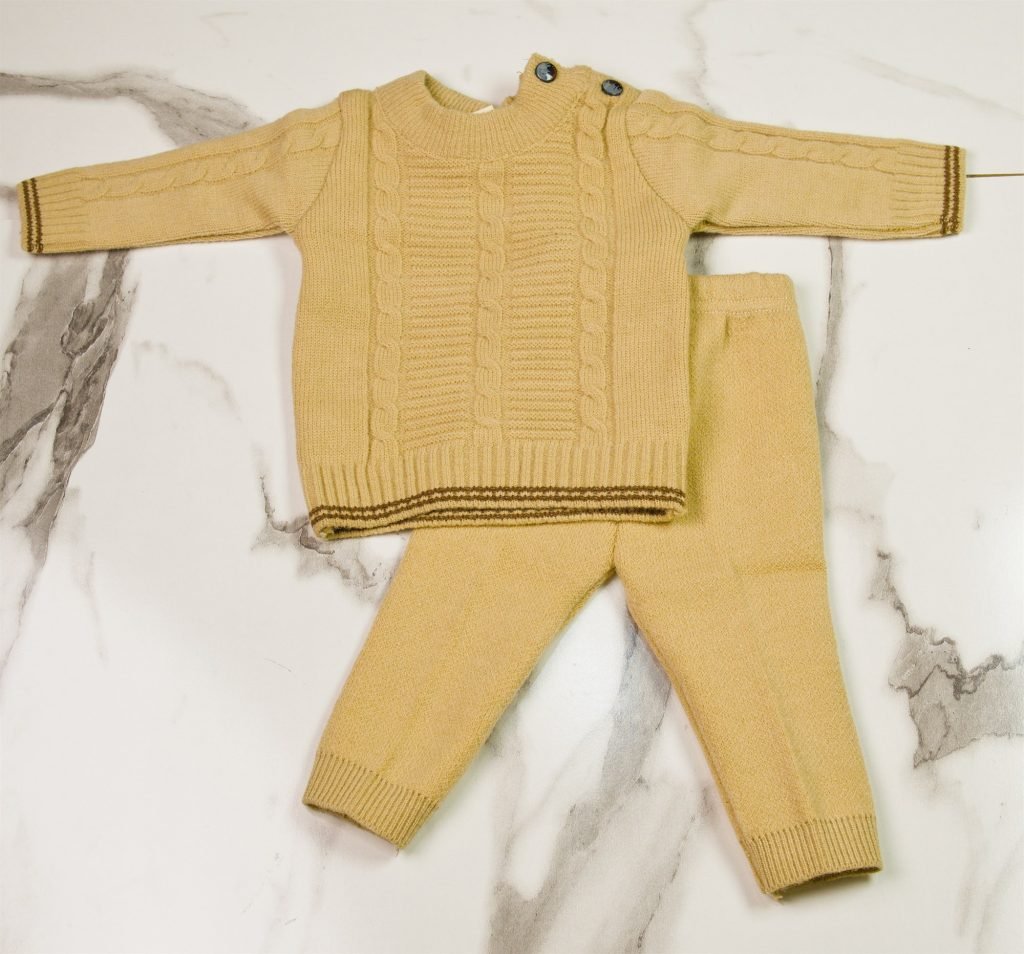 Newborn Cable Knit Suit — Mustard