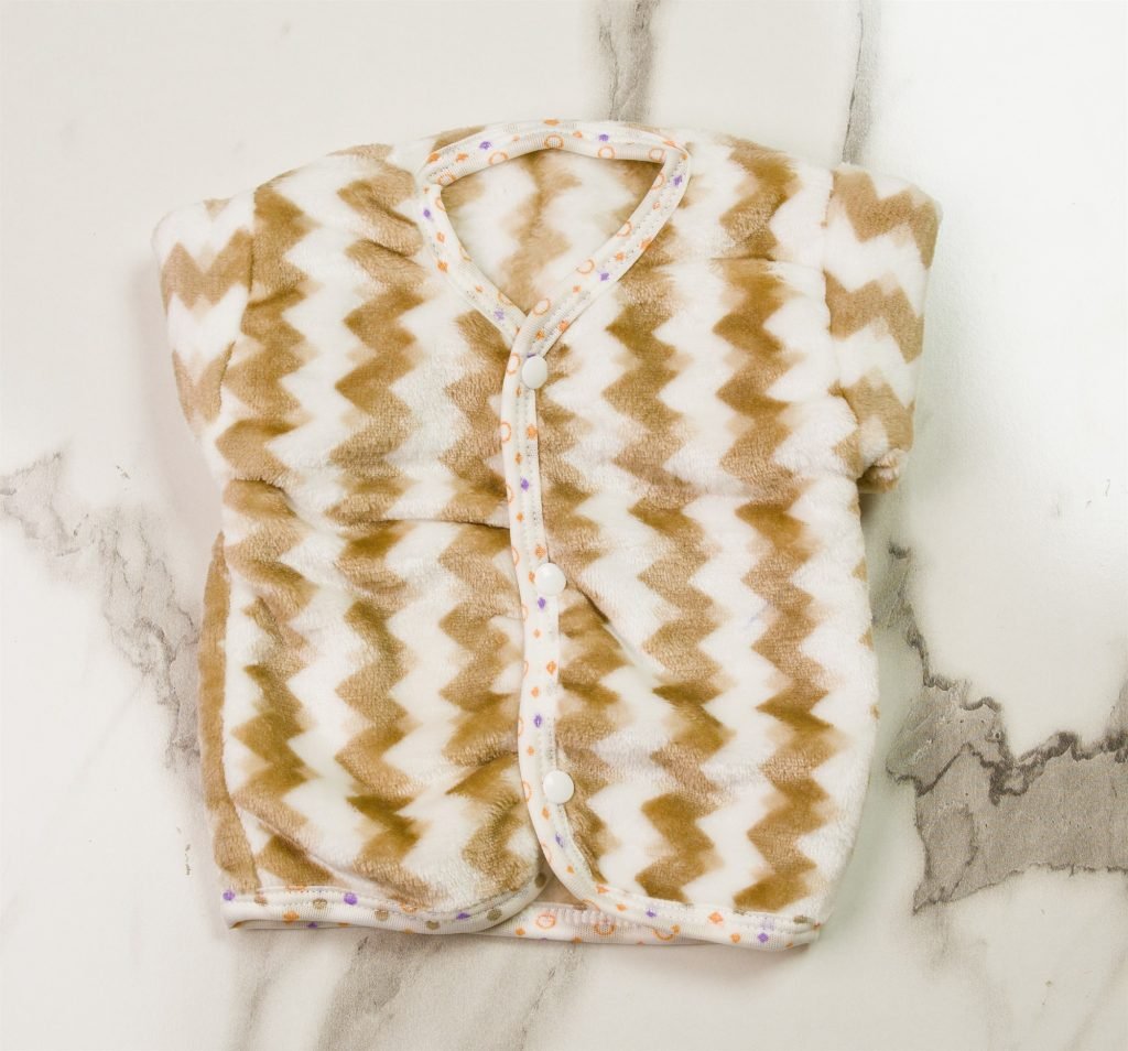 Newborn Plush 3-Piece Suit (Cap, Top & Trouser) — Brown Zigzag