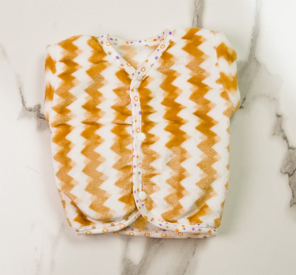 Newborn Plush 3-Piece Suit (Cap, Top & Trouser) — Mustard Zigzag