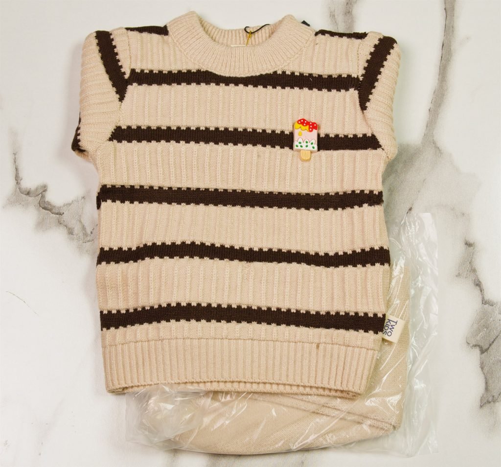Newborn Ribbed Stripe Knit Suit — Cream