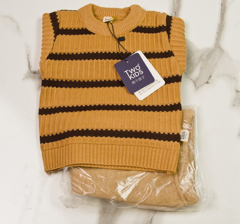 Newborn Ribbed Stripe Knit Suit — Orange