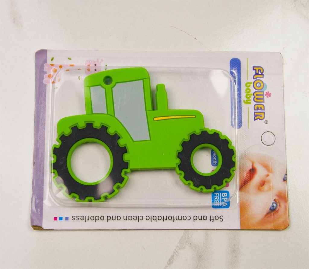 Flower Baby Tractor Silicone Teether — Green